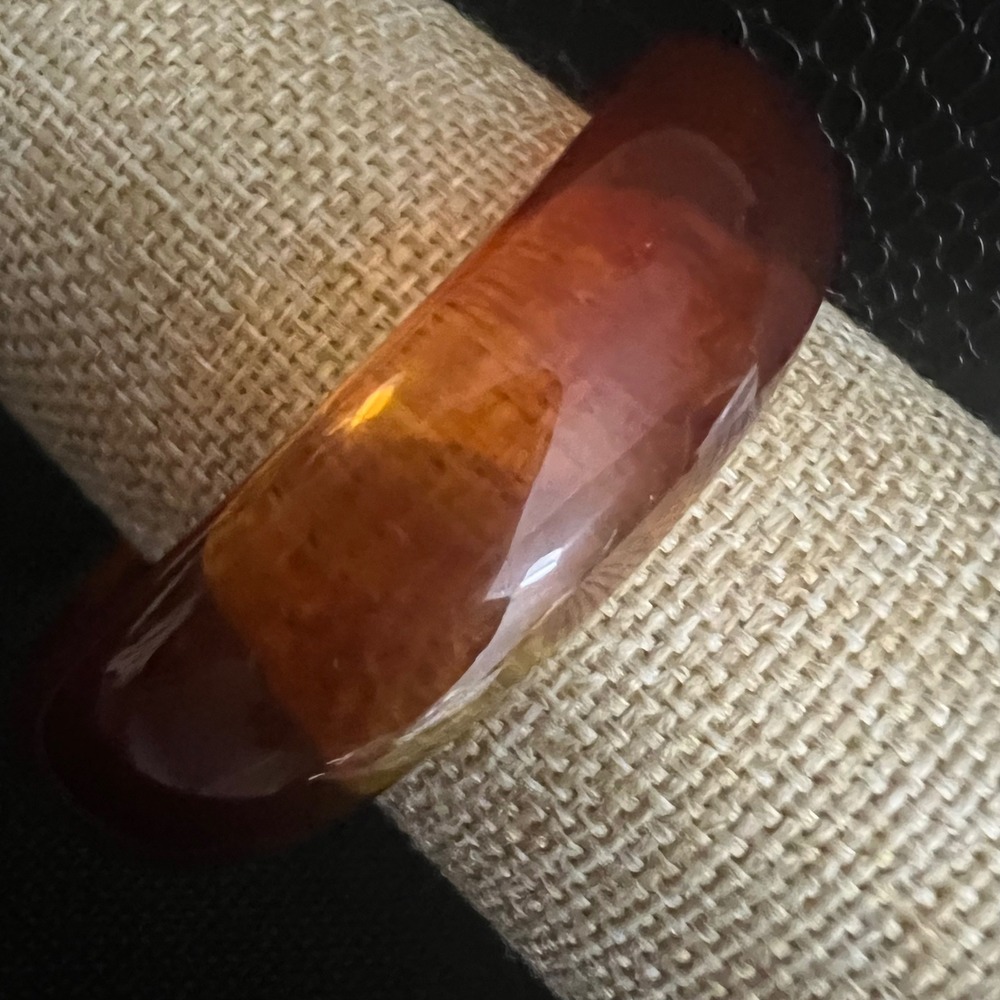 Vintage Amber Resin Chunky Bangle Bracelet 2.5" Inner Diameter
